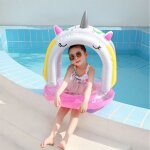 Anneau gonflable licorne pour enfants, lit flottant, avec auvent, sige de cheval de princesse, jouet ...