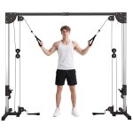 Appareil de musculation double poulie vis a vis crossover - charge libre avec halt�re 2 x 50 kg - acier ...