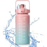 Apt - bouteille d'eau, gourde sport 2 litre, marqueur de temps inspir, gourde avec paille, sans bpa, ...