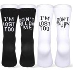 Asfasfq - 2 pices chaussettes de vlo pour hommes et femmes, coton chaussettes de sport avec le mot ...