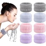 Asfasfq - 4 paires bracelets de lavage de visage, microfibre bracelets de lavage de visage, respirants ...
