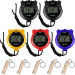 Asfasfq - lot de 5 chronomètres de sport numériques avec 5 sifflets, grand ecran lcd, chronomètre numérique ... Asfasfq - lot de 5 chronomètres de sport numériques avec 5 sifflets, grand ecran lcd, chronomètre numérique ...