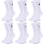 Asfasfq - lot de 6 paires de chaussettes de tennis blanches pour homme et femme avec motif, eu 39 - 42, ... Asfasfq - lot de 6 paires de chaussettes de tennis blanches pour homme et femme avec motif, eu 39 - 42, ...