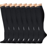 Asfasfq - 8 paires chaussettes de compression pour hommes et femmes (15 - 20 mmhg) - pour sportifs, voyage ...