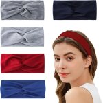 Asfasfq - amexo 5 pcs bandeau cheveux femme large elastique bandeau cheveux yoga sport headband multicolore ...