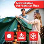 Asfasfq - bche et bche de protection, verte, 3 x 3 m, impermable, 200 g / m, verte, avec ?illets pour ...
