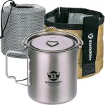 Asfasfq - bestargot popote bivouac en titane 750ml, tasse camping lger avec sac isolation, popote camping ...
