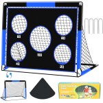 Asfasfq - but de football pour enfants, filet de football 2 en 1 avec 5 cible et sac de transport, cage ...