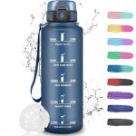 Asfasfq - gourde 1, 5l, gourde sport, bouteille d'eau anti - fuite, gourde motivation avec marqueur de ...