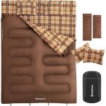 Asfasfq - kingcamp double sac de couchage avec 2 oreillers, sac de couchage rectangulaire camping pour ...