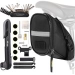 Asfasfq - kit de rparation de sacoche de vlo et outils multifonctions 16 en 1, pompe, dmonte - pneu, ...