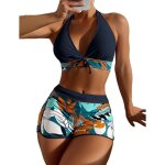 Asfasfq - maillot de bain femme 2 pièces - ensemble bikini taille haute rembourré push up - short uni ... Asfasfq - maillot de bain femme 2 pièces - ensemble bikini taille haute rembourré push up - short uni ...