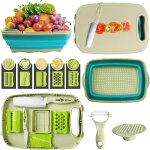 Asfasfq - planche a decouper pliable, 9 in 1 bassine pliable camping multifonction, panier de drainage ...