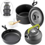 Asfasfq - queta batterie de cuisine 10 pices pour pique - nique, camping, randonne, barbecue, casseroles ...