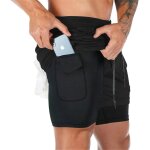Asfasfq - shorts d'entranement sport fitness homme 2 - in - 1 short double couche