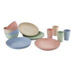 Assiettes, bols et tasses en paille de bl, service de dner, lavable au lave - vaisselle, pour caravane ...