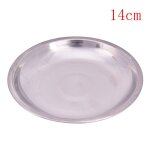 Assiette a d�ner ronde en acier inoxydable, plateau a vaisselle, conteneur alimentaire durable, camping ...