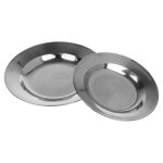 Assiette a d�ner ronde en acier inoxydable, plateau a vaisselle, r�cipient pour la cuisine, camping en ...