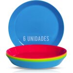 Assiette plastique couleurs vives (6 units) - vaisselle camping, rigide, pour enfant et anniversaires ...