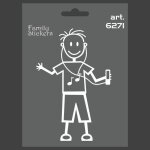 Autocollant famille pour voiture, garon musique, 9 x 12 cm