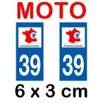 Autocollant plaque immatriculation moto dpt 39 jura
