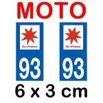 Autocollant plaque immatriculation moto dpt 93 seine saint denis