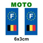 Autocollant plaque immatriculation moto drapeau belgique