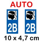Autocollant plaque immatriculation voiture dpt 2b haute corse