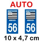 Autocollant plaque immatriculation voiture dpt 56 morbihan