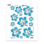 Autocollants - non spcifi - hibiscus - bleu - 35 x 25 cm - rsistance eleve