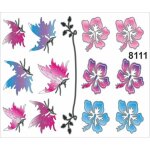 Autocollant d�coratif - non sp�cifi� - fleurs papillons - 14 x 16 cm - couleurs vives - r�sistance elev�e ...