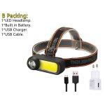 B emballage - st style - avoir une bote - cadeau - mini lampe frontale portable a led cob, 1 batterie ...
