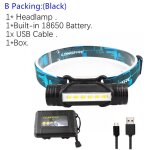 B pack - black - mini lampe frontale portable a 6 led cob, rechargeable par usb, idéale pour le camping, ... B pack - black - mini lampe frontale portable a 6 led cob, rechargeable par usb, idéale pour le camping, ...