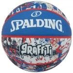 Ballon de basketball spalding graffiti rouge et bleu