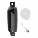 Ballon gonflable fender pour bateau, noir avec corde blanche