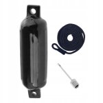 Ballon gonflable fender pour bateau, noir, avec corde noire