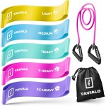 Bande elastique fitness, lot de 5 bandes de r�sistance + extenseurs pour musculation pilates yoga 5 niveaux ...