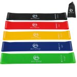 Bandes elastiques de resistance fitness lot de 5 niveaux pour musculation yoga pilates avec sac de transport ...