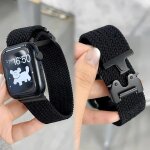 Bande extensible tresse avec boucle de parachute magntique en mtal, compatible avec apple watch iwatch ...