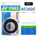 Bande de poignée de badminton yonex ac102c in noir antidérapante absorbant la sueur reducant les chocs ... Bande de poignée de badminton yonex ac102c in noir antidérapante absorbant la sueur reducant les chocs ...