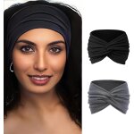 Bandeau cheveux 2 pièces style croisé noué sans couture en fibre douce serre tête elastique confortable ... Bandeau cheveux 2 pièces style croisé noué sans couture en fibre douce serre tête elastique confortable ...