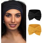 Bandeau cheveux 2 pièces style croisé noué sans couture en fibre douce serre tête elastique confortable ... Bandeau cheveux 2 pièces style croisé noué sans couture en fibre douce serre tête elastique confortable ...