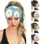 Bandeau imprim marguerite pour femmes, bandana large, mode, respirant, doux, sport, yoga, coiffure, ...