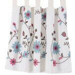 Barre de rideau de fentre courte brode florale corenne, cantonnire de poche pour cuisine