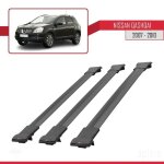 Barres de toit - fly - mod�le railing - compatible nissan qashqai 2010 - 2014 - 3 barres - noir