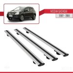 Barres de toit - nissan - qashqai 2007 - 2010 - basic mod�le - aluminium - 3 pi�ces - gris
