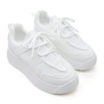 Baskets femme, en cuir ecologique, ps092, blanc 40 eu