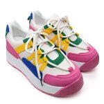 Baskets femme, en cuir ecologique, ps092, fuchsia 38 eu