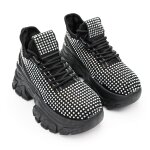 Baskets femme, ps050, orn�es de pierres, noir 37 eu