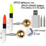 Bton lumineux de pche a led, alarme de morsure de poisson, batterie au lithium 3. 6v, charge usb, attirail ...
